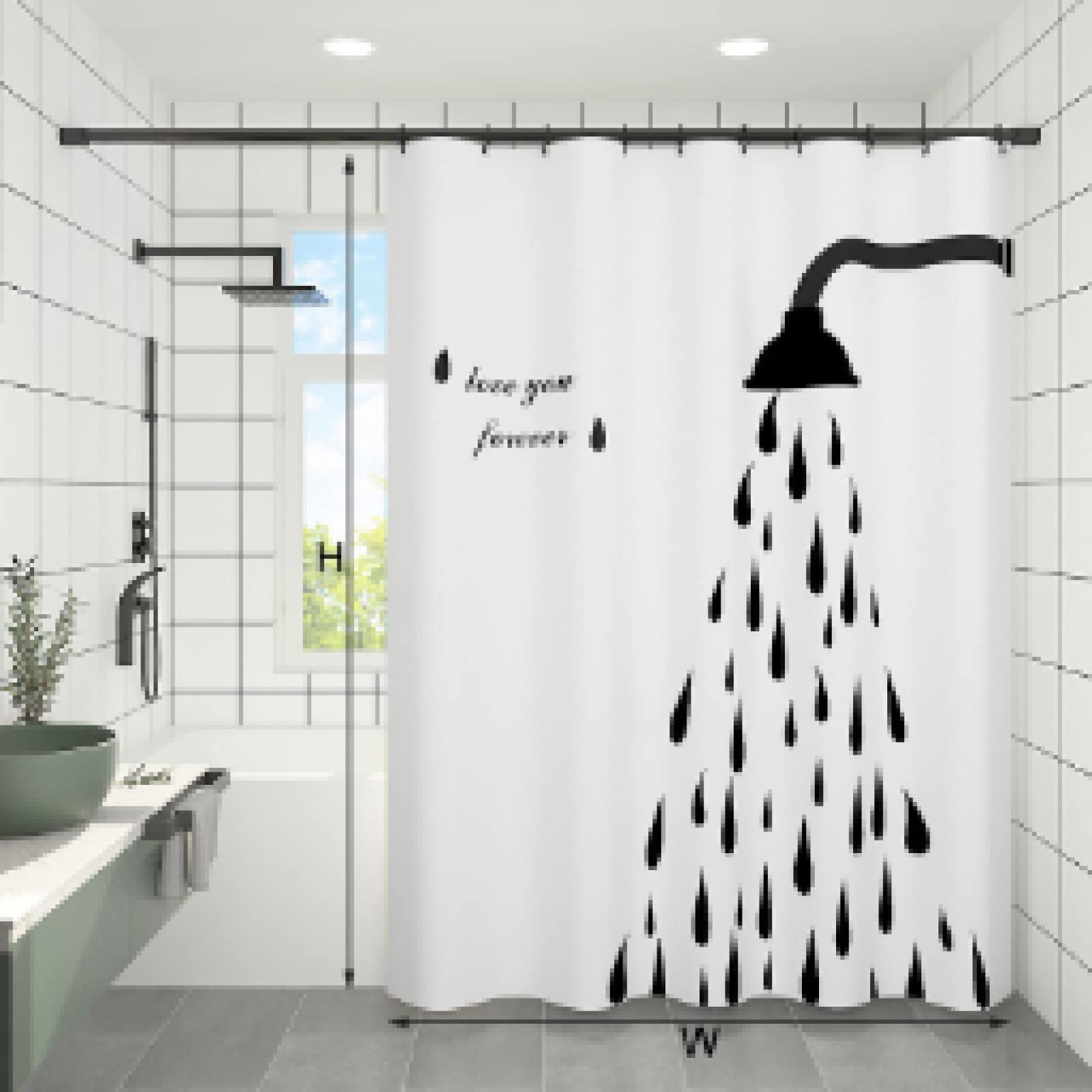 Waterproof White Shower Curtain with Natural Droplet Design - 200x180cm Polyester Bath Curtain with Hooks for Bathtub Partition & Bathroom Decor - Perfect for Modern Bathrooms, Spa-Like Showers & Home Renovations