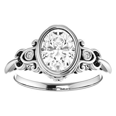 4CT Oval Colorless Moissanite Engagement Ring for Women - Sterling Silver/Solid Gold Wedding Bridal Ring Set - Diamond Solitaire Bezel Setting - Perfect for Proposals, Anniversaries & Special Occasions
