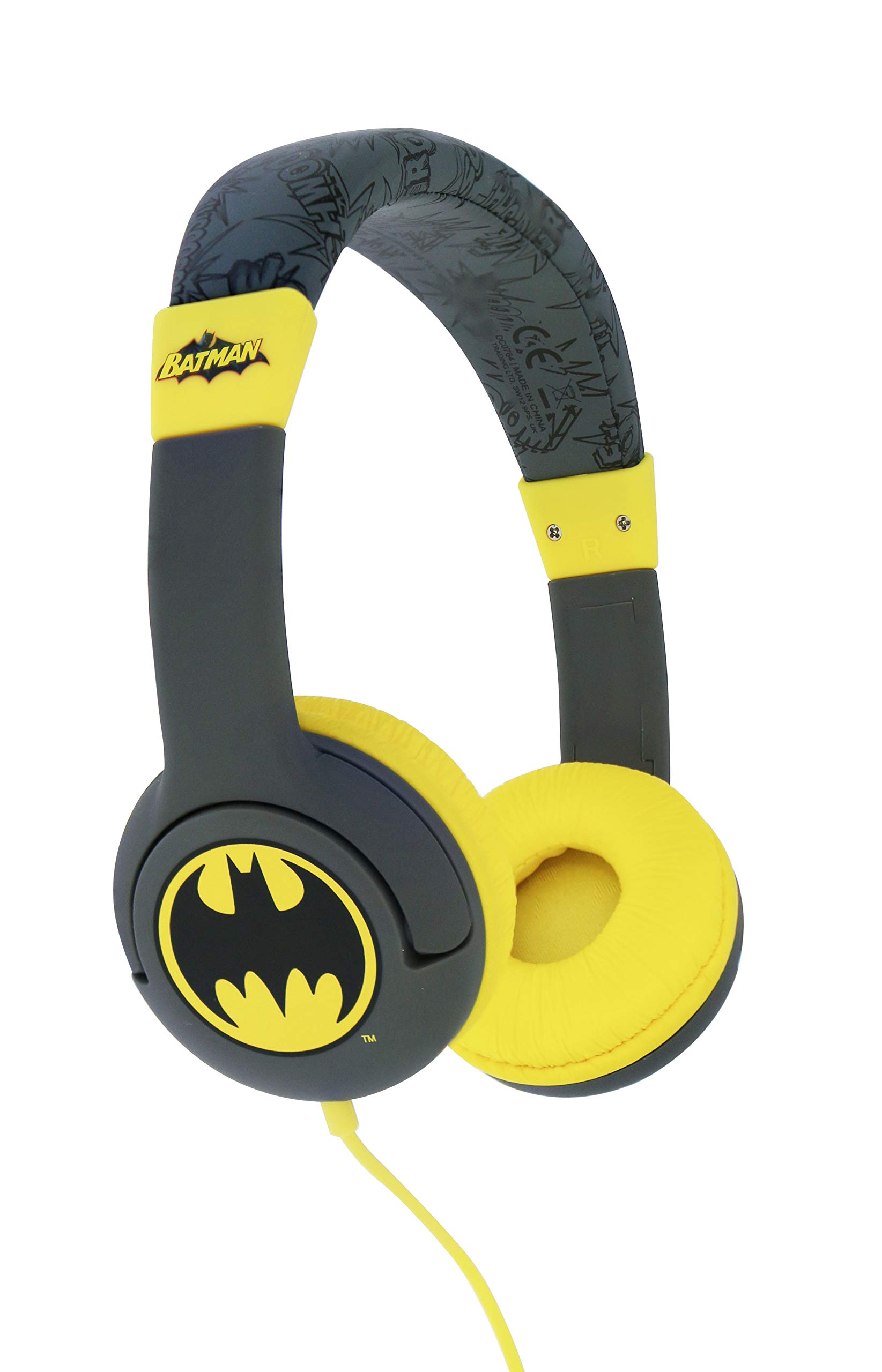 OTL Technologies Batman Caped Crusader Kids Wired Headphones - Black Superhero Headset for Children's Music, Gaming & School Online Classes | Perfect Gift for DC Comics Fans