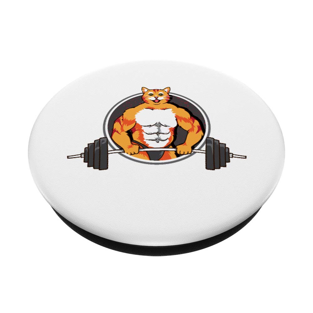 Funny Cat Deadlifting Gym Lover Design - Swappable PopGrip for Phones & Tablets | Perfect Gift for Fitness Enthusiasts & Cat Lovers - Use for Gym, Workouts, or Everyday Phone Grip