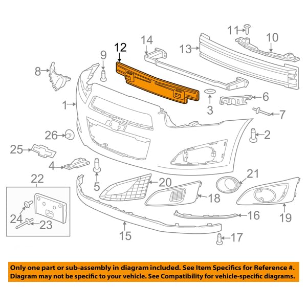 CAPA Certified Front Bumper Cover & Impact Absorber Foam for 12-16 Sonic Hatchback/Sedan | Crash Protection | Easy Installation | Perfect Fit Replacement Part for Daily Commuting & City Driving