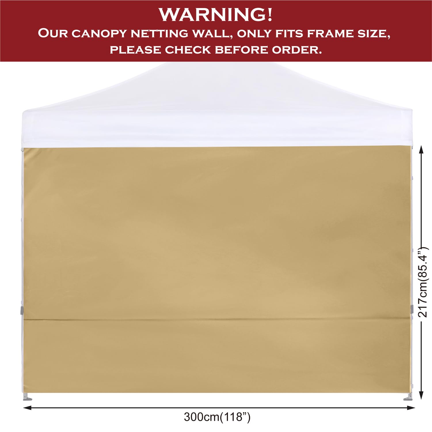 COOSHADE 10x10 Instant Canopy SunWall - Beige Pop Up Tent Side Panel (1 Pack) | UV Protection & Privacy Screen for Outdoor Events, Beach, Camping, Backyard Parties