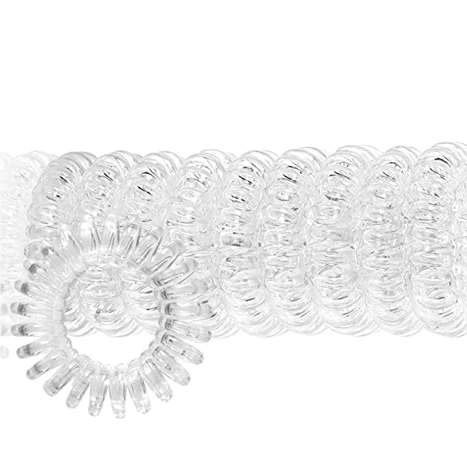 XEMIT Transparent Spiral Hair Ties - Soft Wire Spiral Hair Bands, Stretchy Ponytail Holders for Women & Girls (4-Pack) | Gentle No-Slip Hair Accessories for School, Work, Gym & Everyday Use