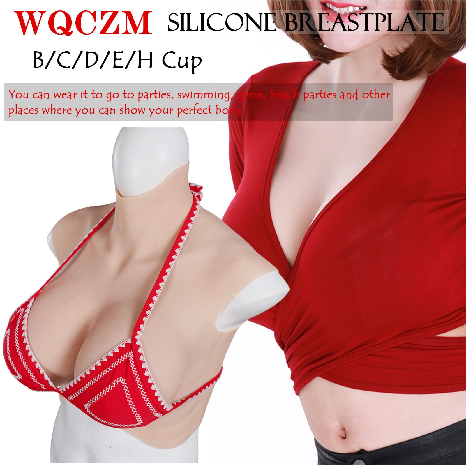 Premium Silicone Realistic Breastplate - 8th B/C/D/E/H Cup Soft Breast Forms for Crossdressers & Transgender Women | Comfortable Fake Boobs for Cosplay, Drag Shows & Everyday Wear