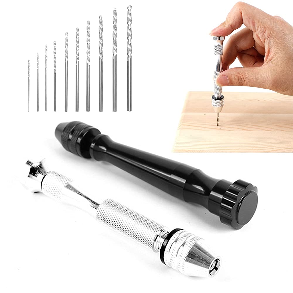 10-Piece HSS Twist Drill Bit Set - Mini Micro Aluminum Hand Drill with Keyless Chuck for Woodworking, Metal & Plastic Drilling - Perfect for DIY Projects, Jewelry Making & Precision Crafting