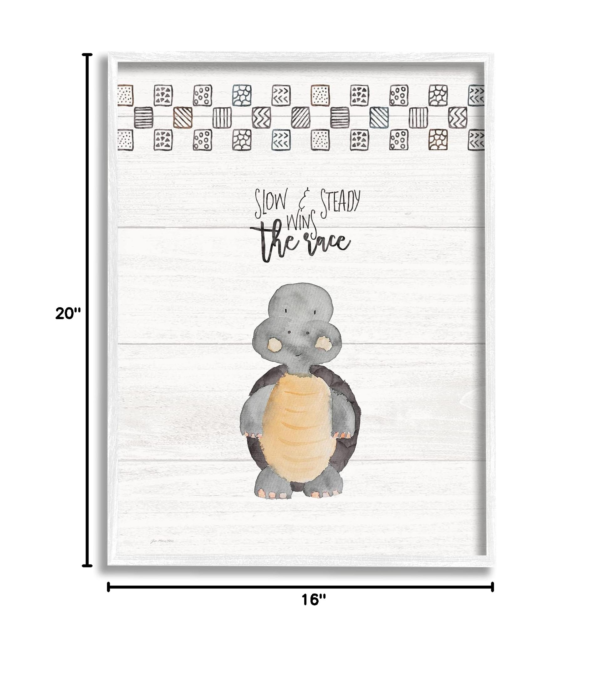 Stupell Industries Slow and Steady Wins the Race Turtle Wall Art - White Framed Home Decor 16
