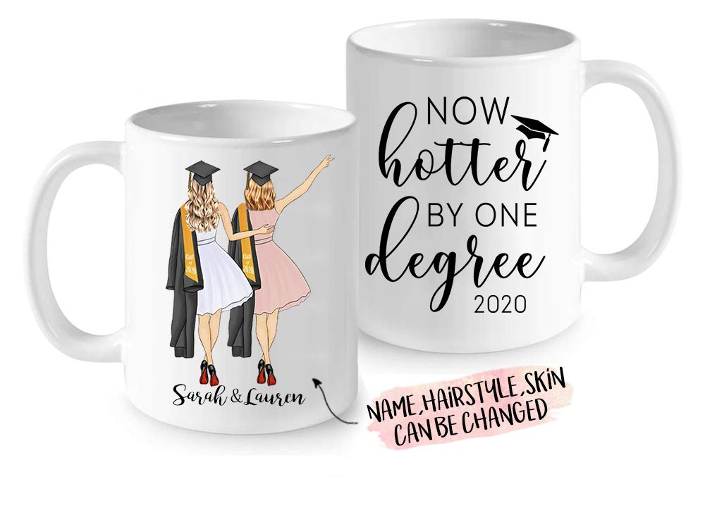 Personalized Graduation Mug - Custom 11oz & 15oz Coffee Cup with 'Now Hotter By One Degree' Design - Unique Graduation Gift for College & High School Students - Perfect for Celebrations, Office Use & Daily Coffee Drinking