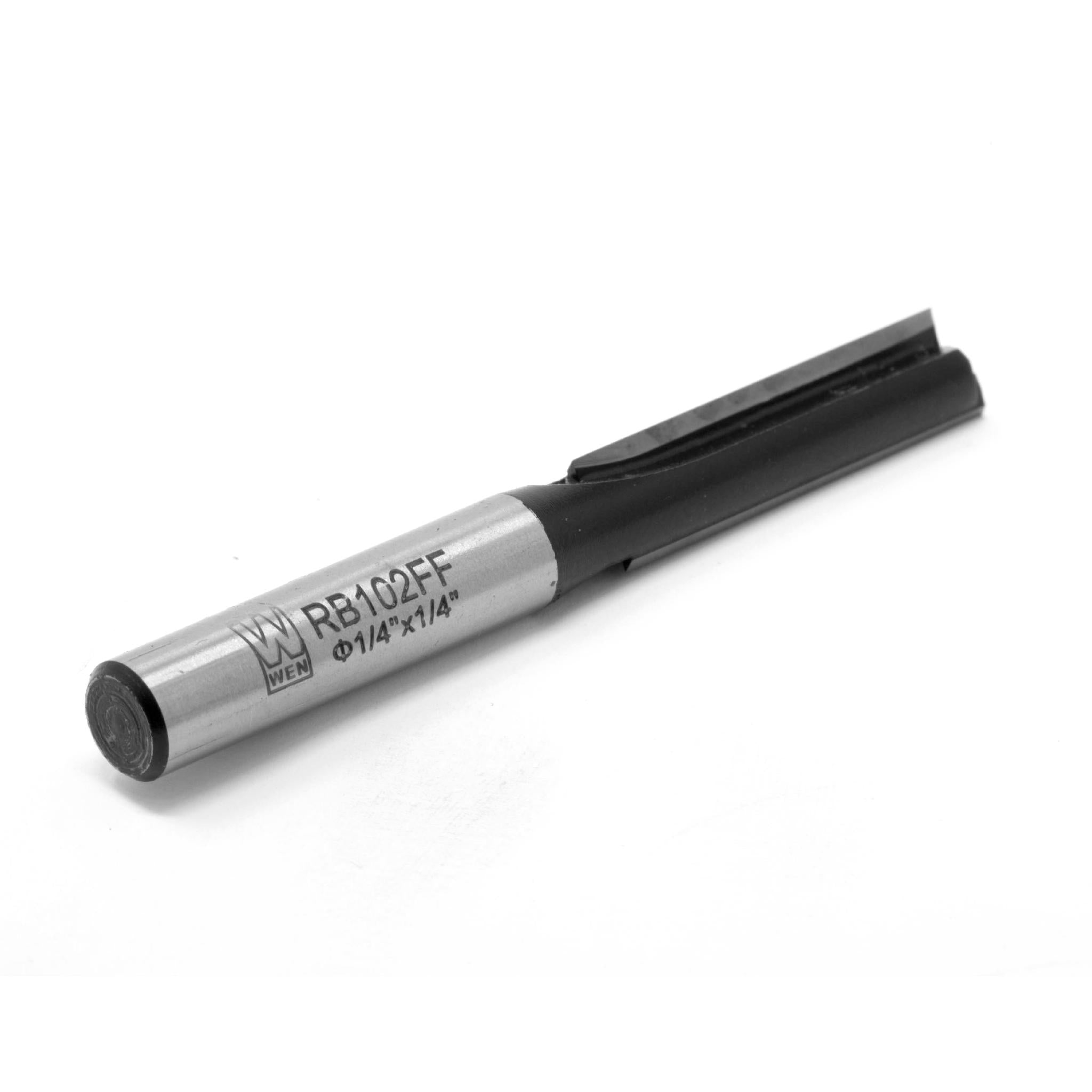 WEN RB102FF 1/4-Inch Straight 2 Flute Carbide Tipped Router Bit with 1/4-Inch Shank, 1-Inch Cutting Length - Perfect for Woodworking, Cabinetry, and DIY Projects