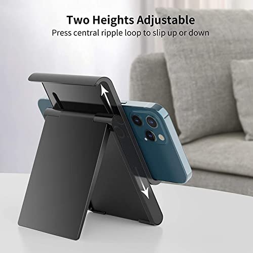 SAIJI Adjustable Tablet Stand Holder - Portable & Foldable Desktop Stand Dock for iPad, iPhone, Nintendo Switch, Samsung Galaxy & Kindle Fire - Black | Perfect for Home, Office & Travel Use