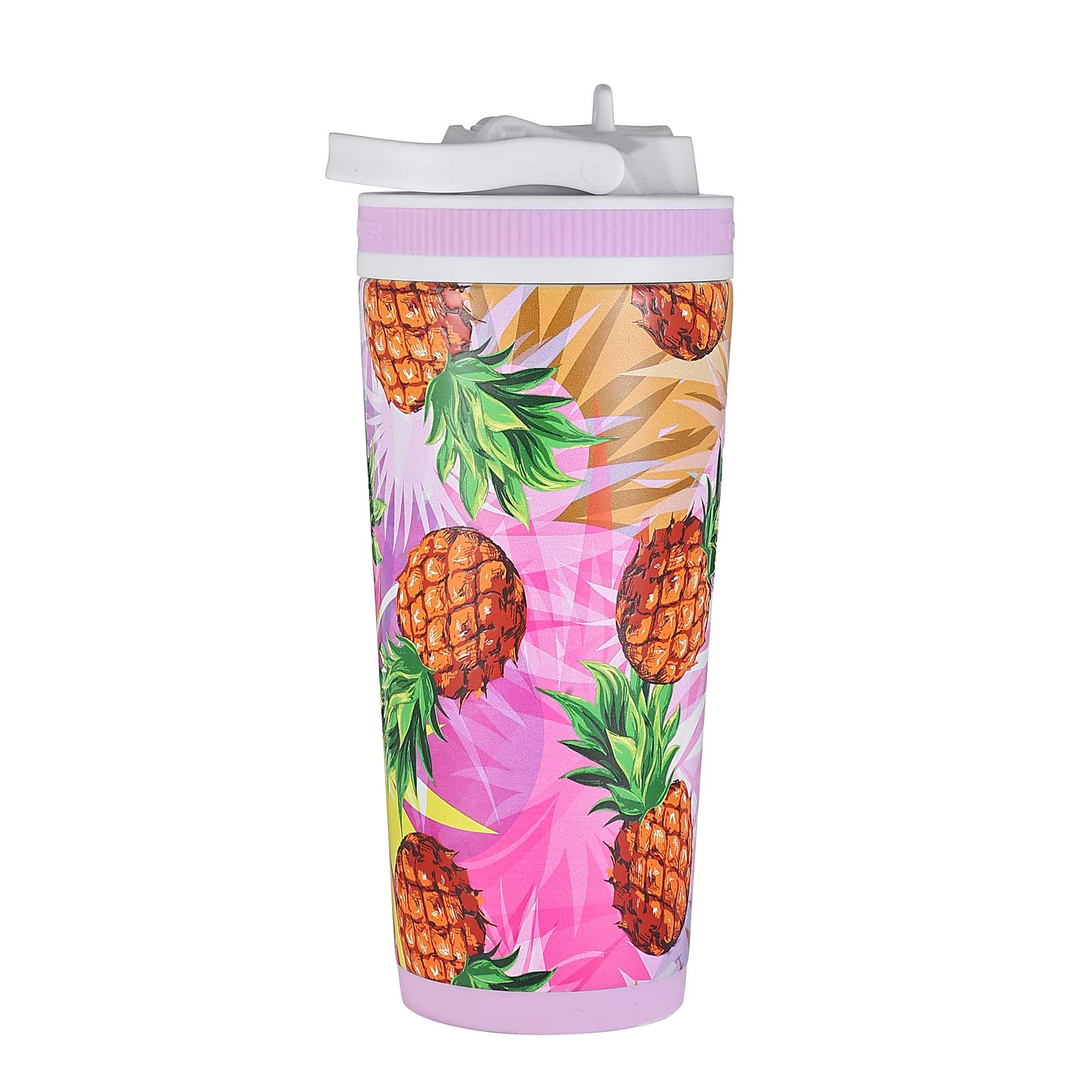 26oz Insulated Sports Water Bottle with Straw - BPA Free, Leak Proof, Pineapple Design - Perfect for Gym, Hiking & Outdoor Activities