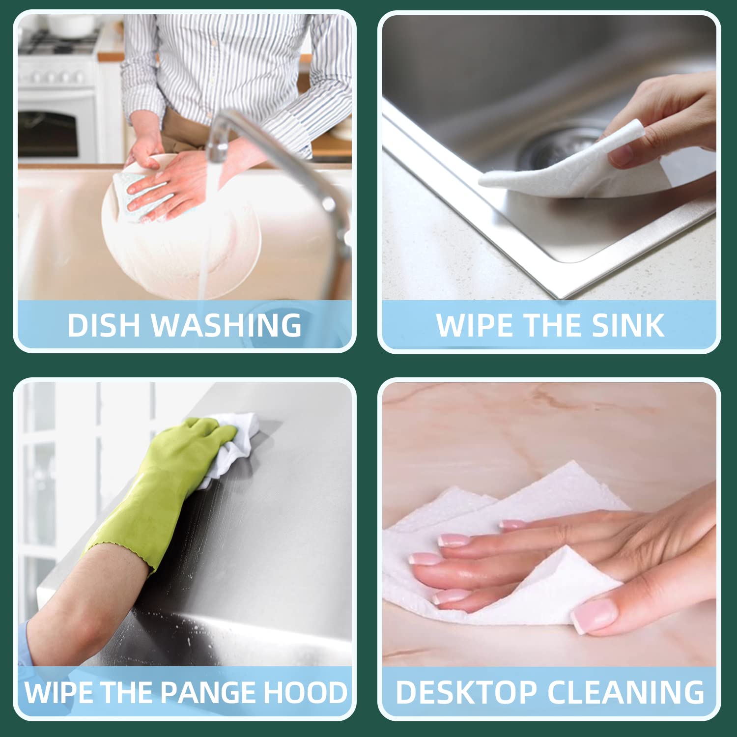 Multi-Surface Cleaning Wipes with Dish Soap – Powerful Grease Remover, Reusable & Eco-Friendly – Perfect for Kitchen, Travel, Camping – 50 Count Pack (Ideal for Home, Office, Outdoor Adventures & Quick Cleanups)