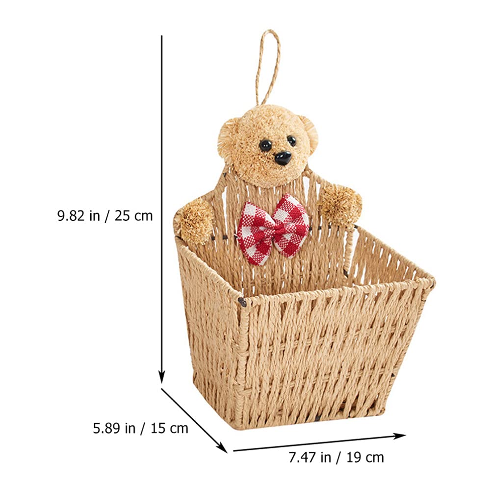 Cabilock 1-Piece Bear Woven Wall Hanging Basket - Large Seagrass Storage Bin for Home Organization | Perfect for Bathroom, Bedroom & Living Room Decor