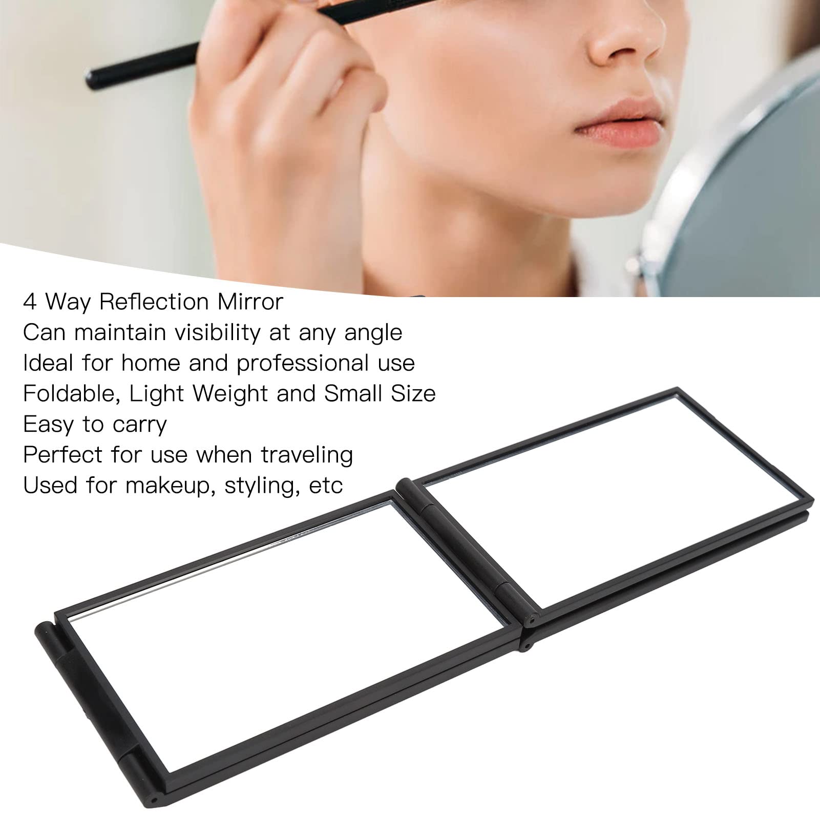 360 Degree 4-Way Mirror for Hair Cutting - Adjustable Handheld & Desktop Trifold Mirror for Self Haircut, Styling, Makeup & Grooming - Perfect for Home, Salon & Travel Use