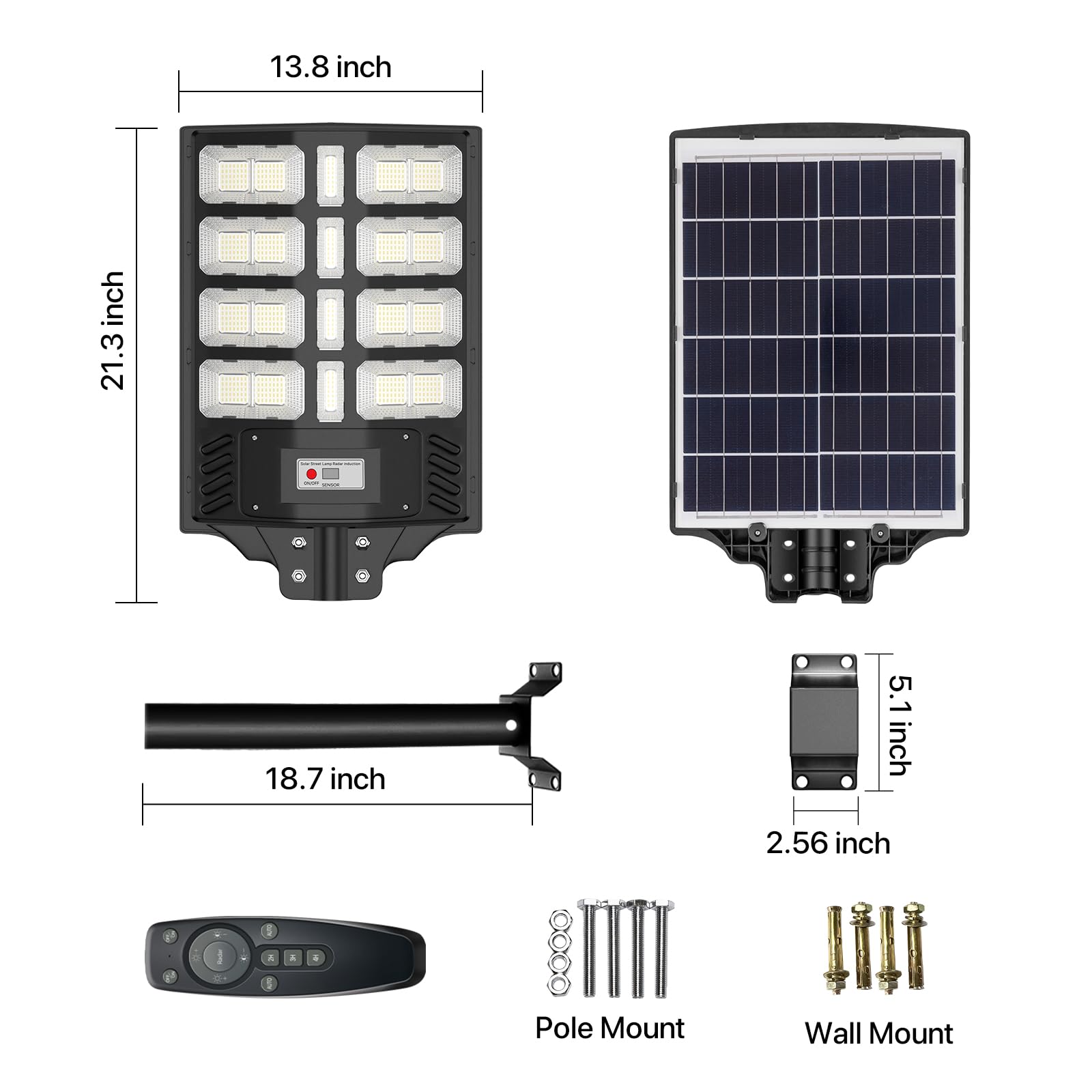 5000W Solar Street Lights Outdoor Waterproof - Commercial Solar Parking Lot Lights with Dusk to Dawn & Motion Sensor, LED Solar Flood Lights for Yard, Garden, Pathway, Driveway & Outdoor Security Lighting