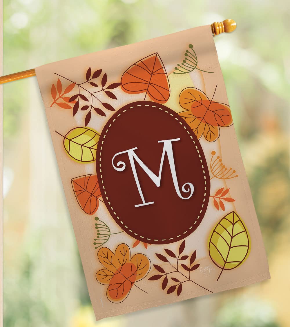 Autumn M Initial House Flag Set - 28x40