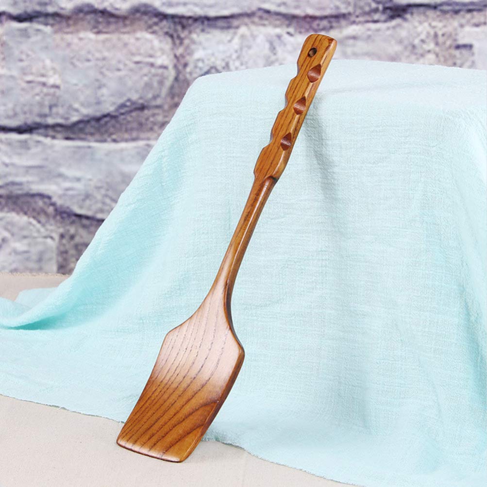 Amosfun Wooden Spatula Set - 3-Piece Bamboo Wok Turner, Non-Stick Cooking Utensil with Long Handle - Perfect for Stir-Fry, Flipping Pancakes & Sauteing in Home Kitchen