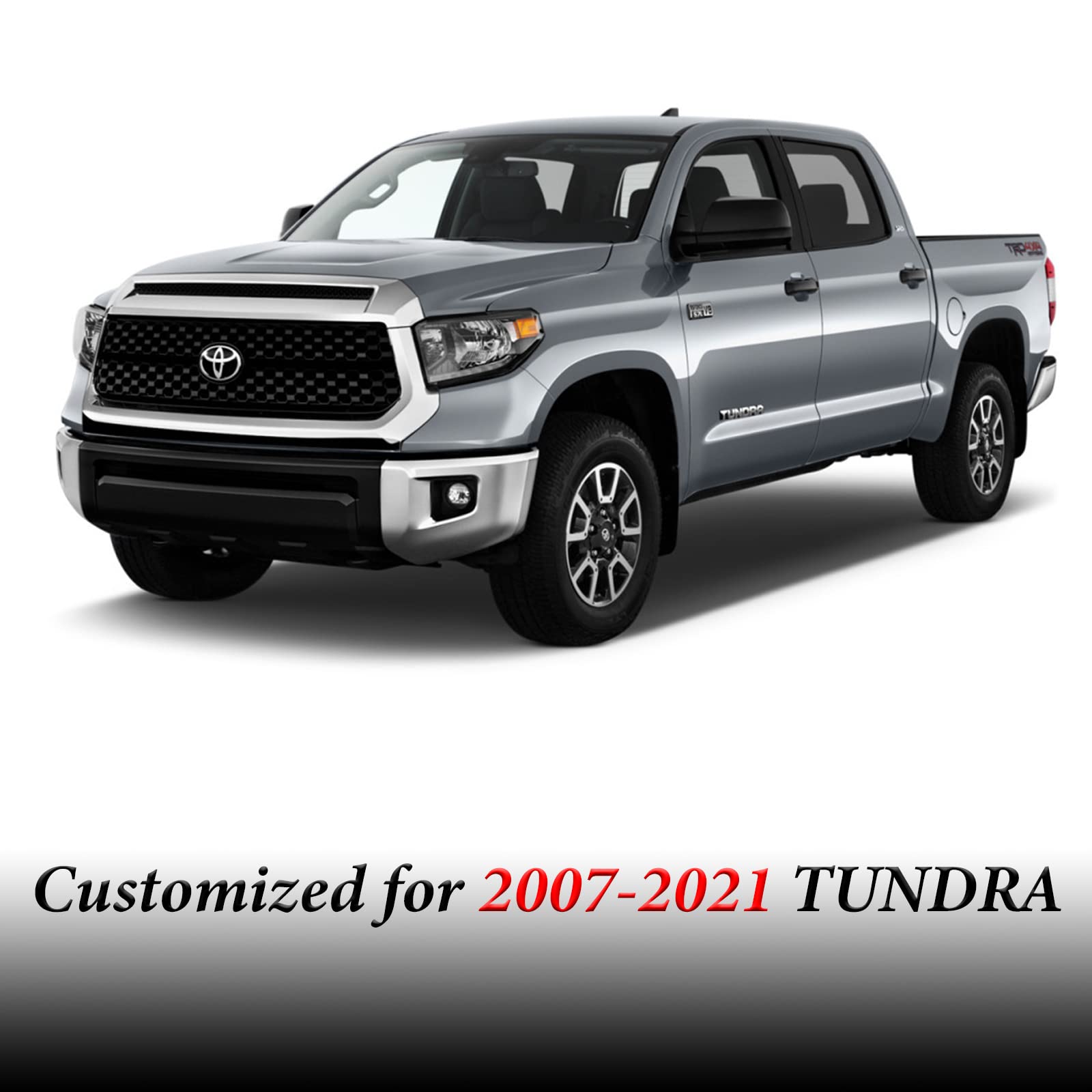 Premium Leather Car Seat Covers for 2007-2021 Toyota Tundra - Full Set Custom Fit Truck Seat Protectors (Red) | Durable & Stylish Upgrade for Off-Roading, Work Commutes & Family Road Trips