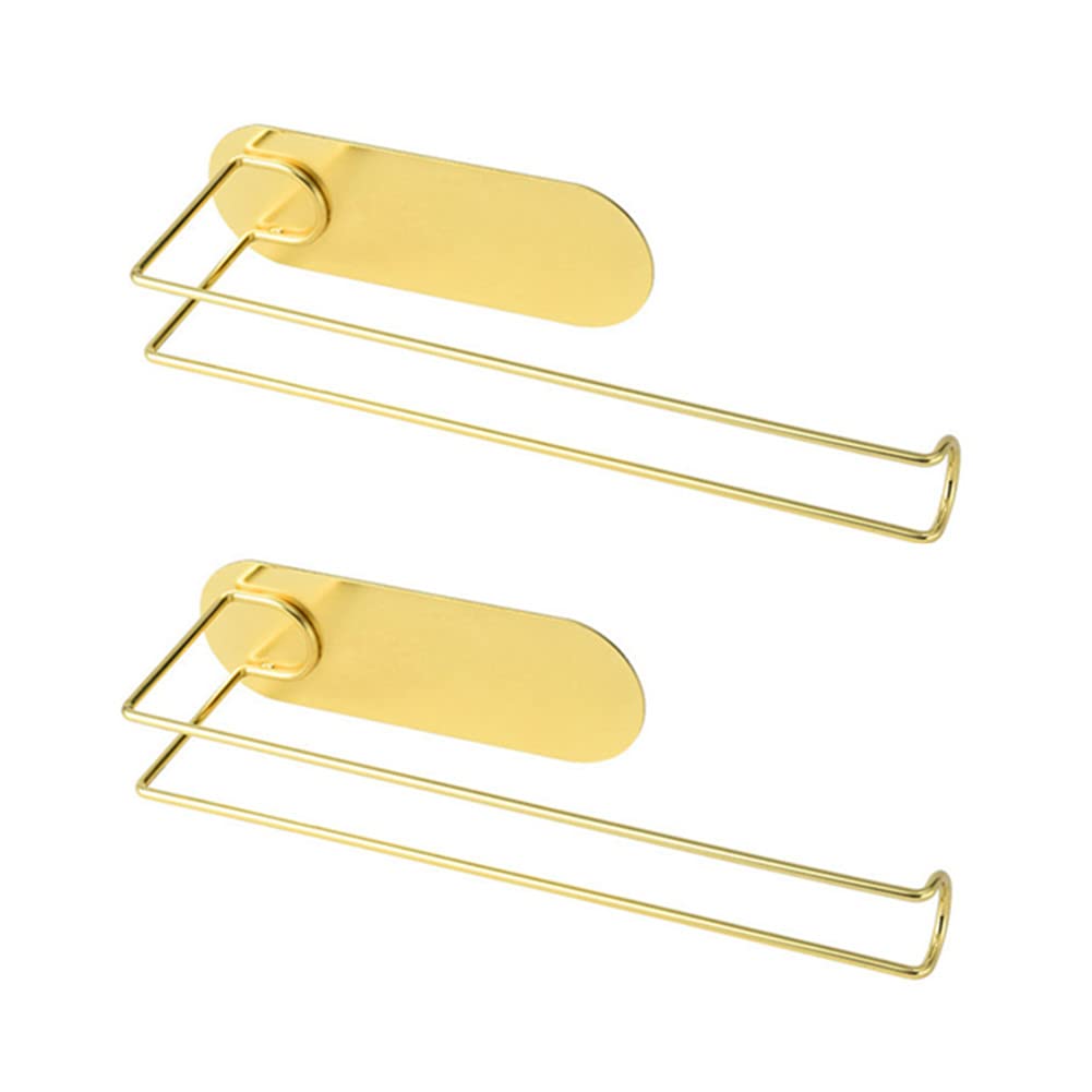 2 Pack Wall Mounted Toilet Paper Holder - Wrought Iron Tissue Roll Towel Hanger Bar for Bathroom, Kitchen, Living Room - Gold Finish | Space-Saving Bathroom Organizer & Decorative Home Accessory