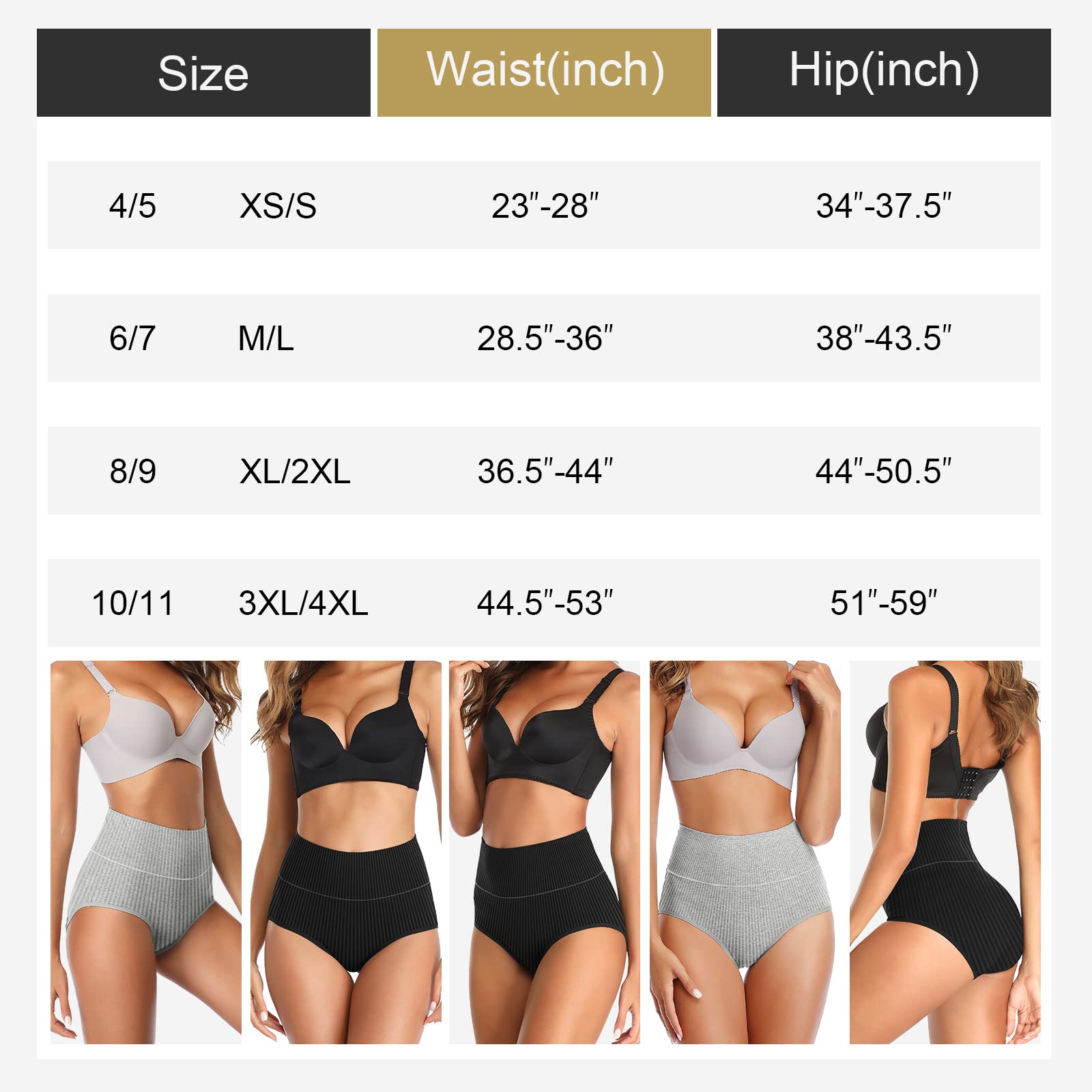UMMISS Women's Cotton High Waisted Underwear - Tummy Control Panties for Plus Size Ladies, Full Coverage Briefs | Comfortable for Everyday Wear & Postpartum Recovery