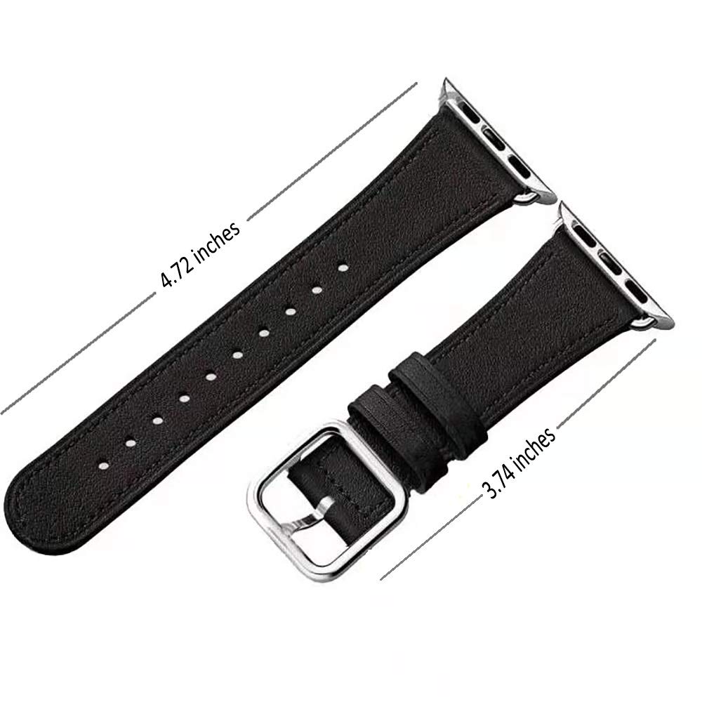 Genuine Leather Apple Watch Band 42mm 44mm - Premium Replacement Strap Compatible with iWatch Series 6/5/4/3/2/1 & SE - Soft Comfortable Watch Band for Men & Women - Perfect for Work, Gym & Everyday Wear