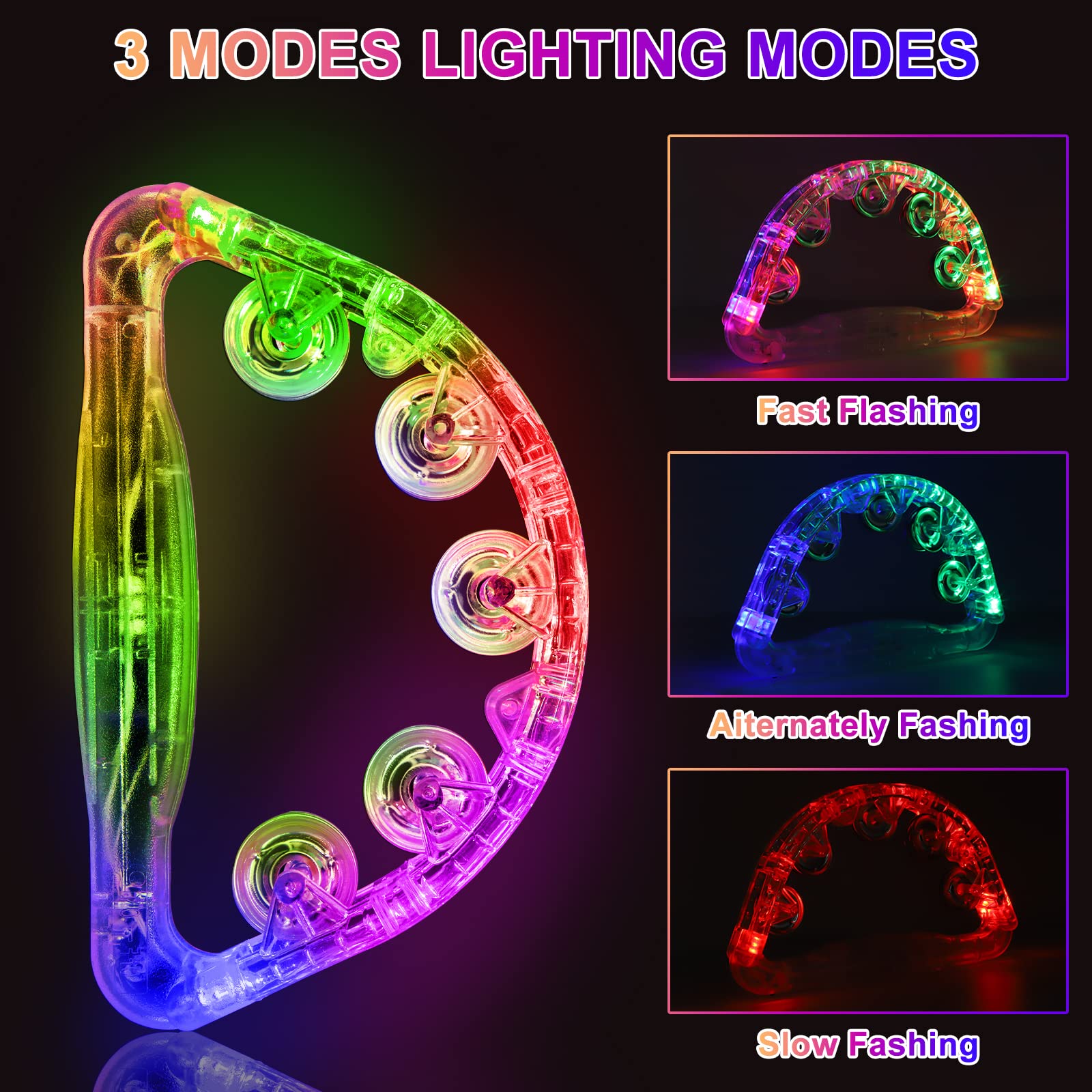 AYWEWII LED Tambourine - Light Up Musical Handheld Toy with Flashing Lights for Autism, Sensory Play, Parties & Gifts (Kids/Adults/Teens) - Perfect for Birthday Celebrations, Classroom Activities & Music Therapy