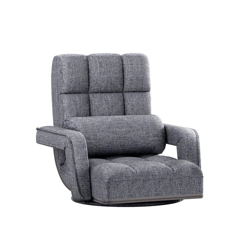 Artiss Floor Sofa Bed Lounge Chair - Recliner Chaise with Swivel Base in Grey - Perfect for Living Room, Bedroom, or Home Theater Relaxation