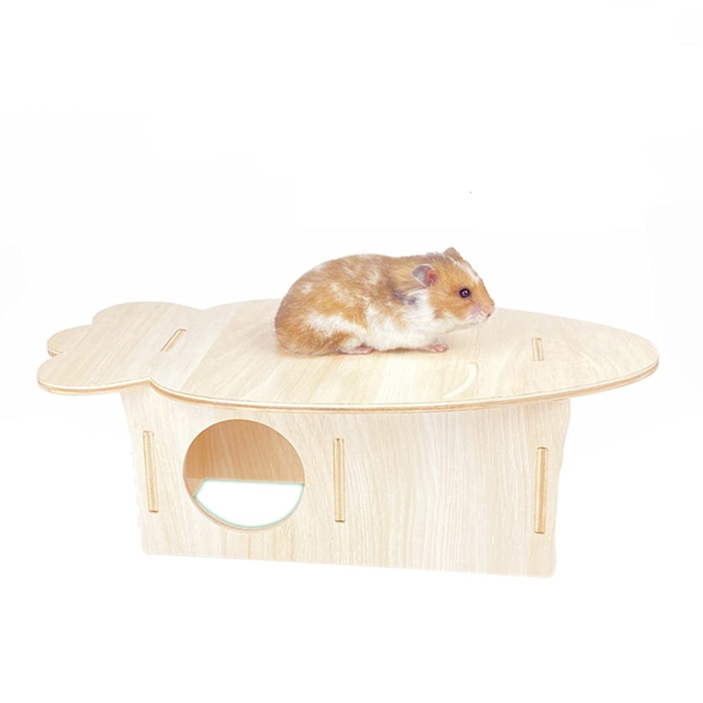 Premium Wooden Hamster Hideout - Cozy Pet Rat House for Mice, Guinea Pigs & Hedgehogs | Natural Chew Toy & Play Hut for Dwarf Hamsters | Small Animal Nest & Hammock (Brown, 35×18.5×11cm) - Perfect for Cage Enrichment & Stress Relief