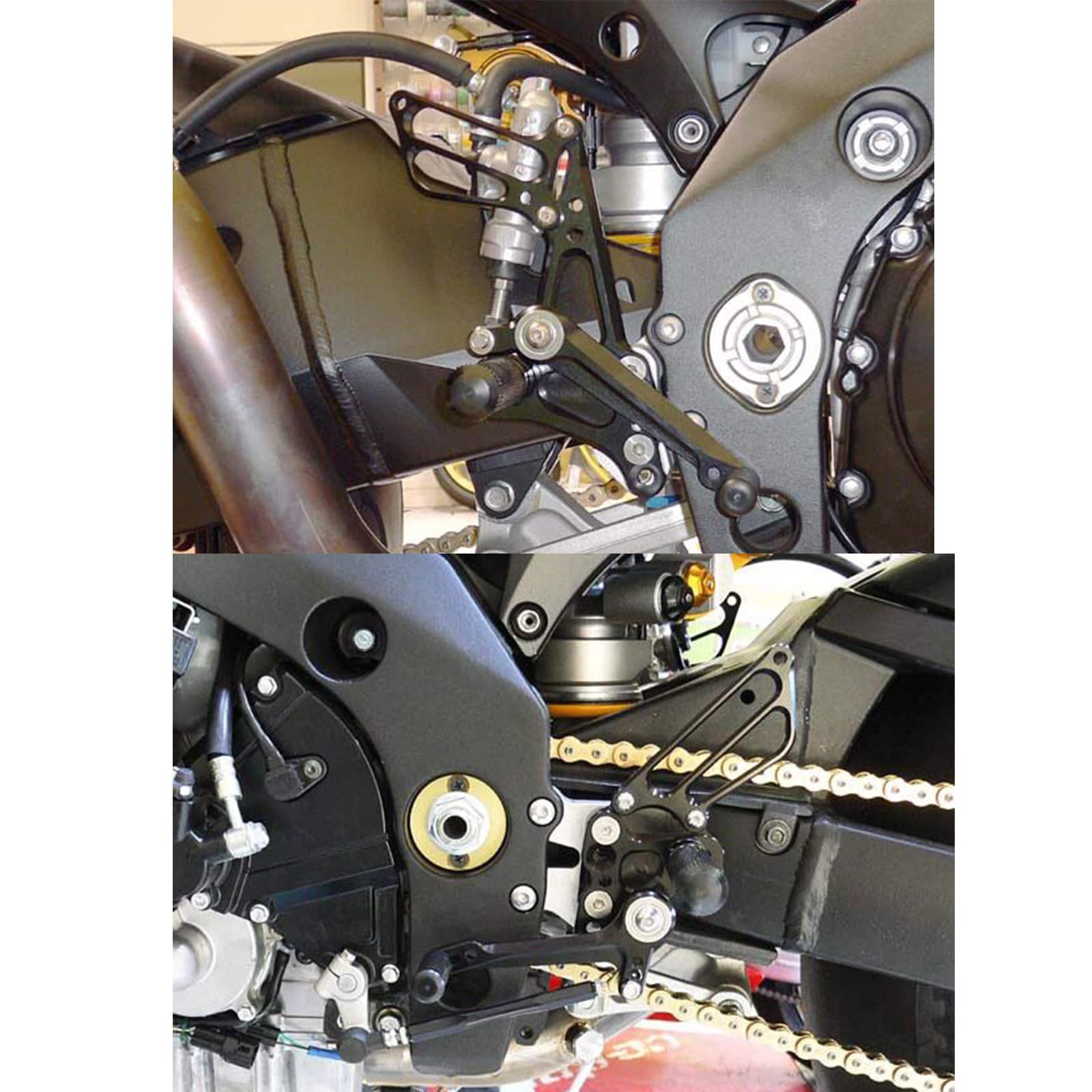 Adjustable CNC GSXR1000 07-08 Motorcycle Rearset Foot Pegs - Black Aluminum Footrests for Suzuki GSX-R1000 (2007-2008) - Perfect for Track Racing & Street Performance Upgrades