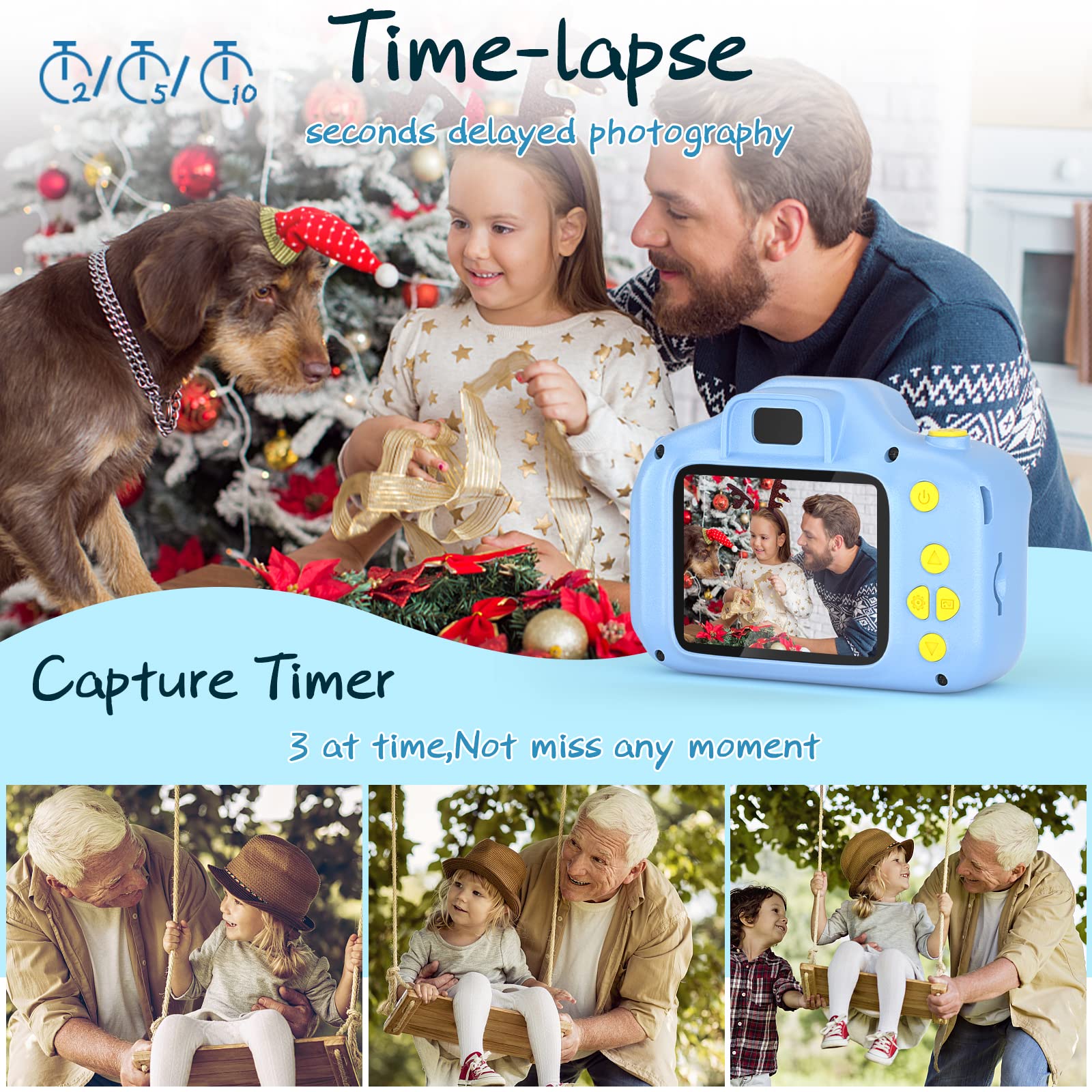 VATENIC Kids Digital Camera 1080P HD with 2inch Screen & 32GB SD Card - Best Birthday Gift Toy for Boys Girls Ages 3-10 - Perfect for Indoor/Outdoor Play, Travel, and Creative Photography (Blue)