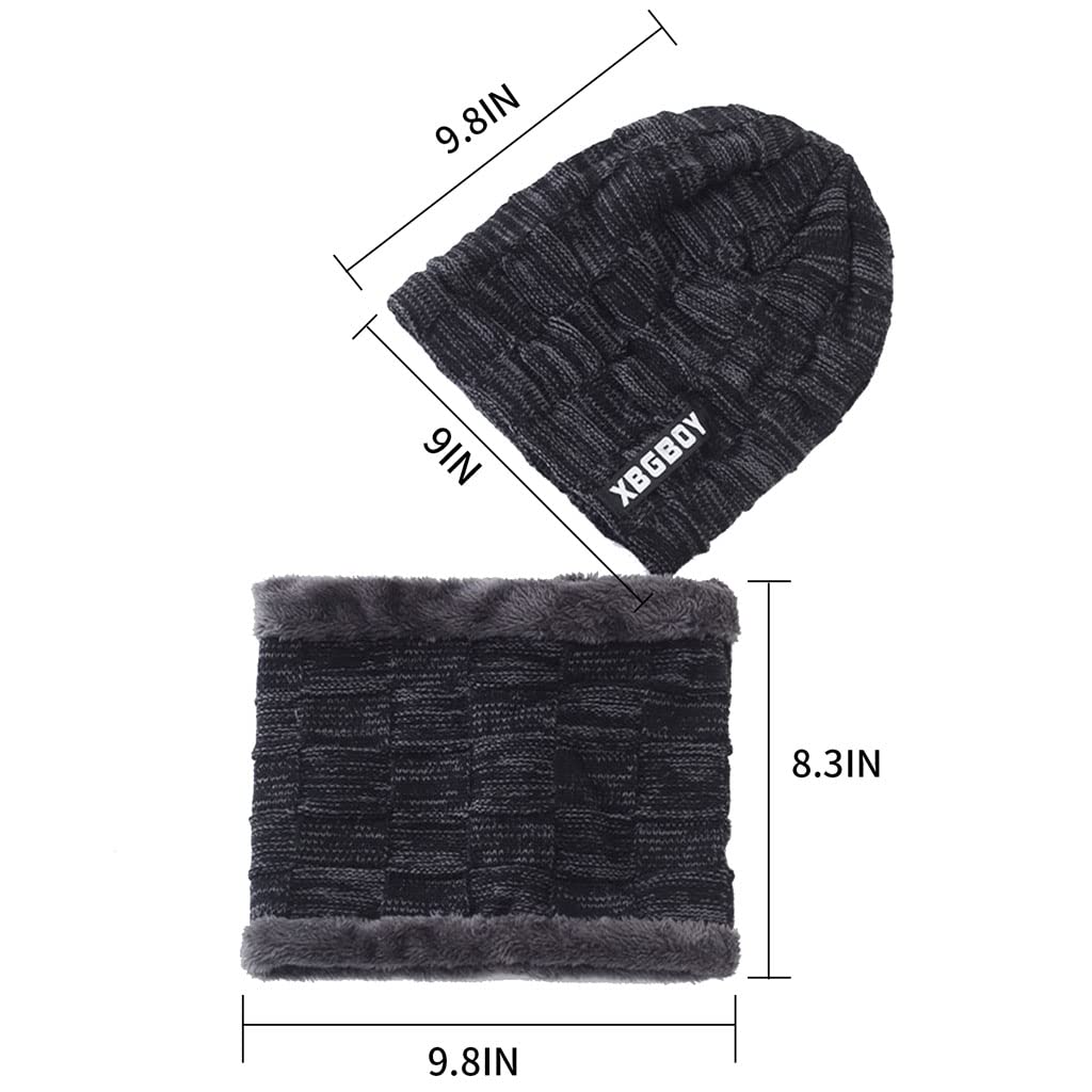 Warm Winter Beanie Hat & Scarf Set - Thick Fleece Lined Knit Skull Cap & Neck Warmer for Men & Women - Perfect for Skiing, Snowboarding & Cold Weather Outdoor Activities