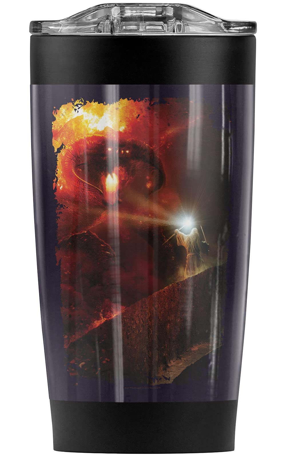 The Lord of The Rings Balrog 'You Shall Not Pass' 20oz Stainless Steel Tumbler - Vacuum Insulated Travel Mug with Leakproof Lid | Keeps Hot & Cold Beverages | Perfect for Coffee, Tea, Office, Commute & Outdoor Adventures