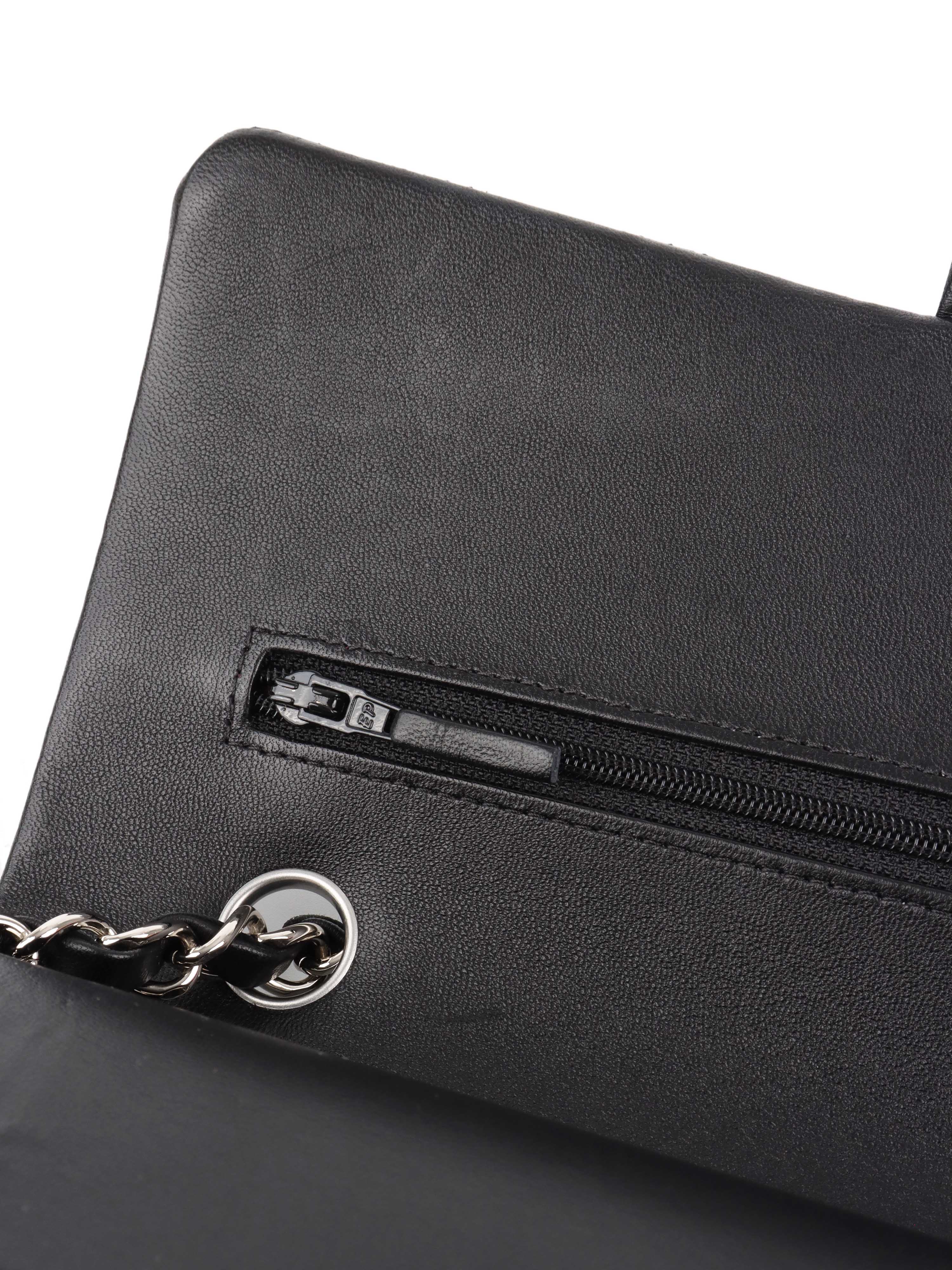 Chanel Black Medium Lambskin Classic Flap Bag with Silver Hardware - Luxury Handbag for Women, Perfect for Evening Events & Special Occasions