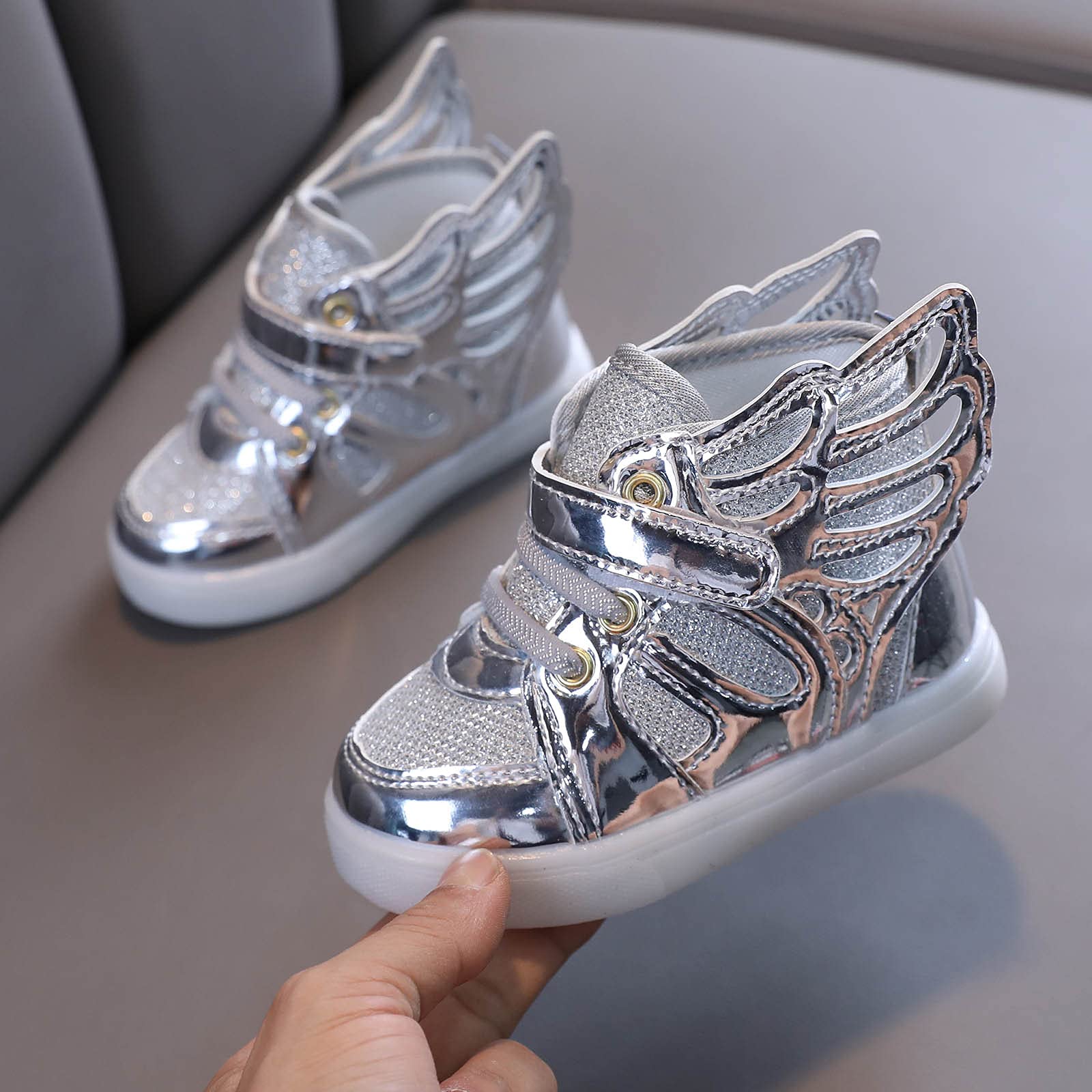 LED Light Up Sneakers for Toddlers - Girls Bling Slip-On Shoes for Play & Sports