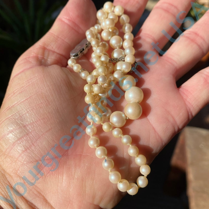 Vintage Graduated Faux Pearl Necklace - 835 Silver Plated Clasp for Women | Elegant Jewelry Gift for Brides, Prom, Weddings & Special Occasions