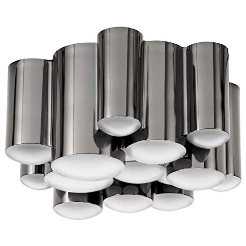 IKEA Sodersvik Dimmable LED Ceiling Light - Black Chrome Plated, 8 1/4 Inch (404.551.21) for Modern Living Room & Bedroom Lighting