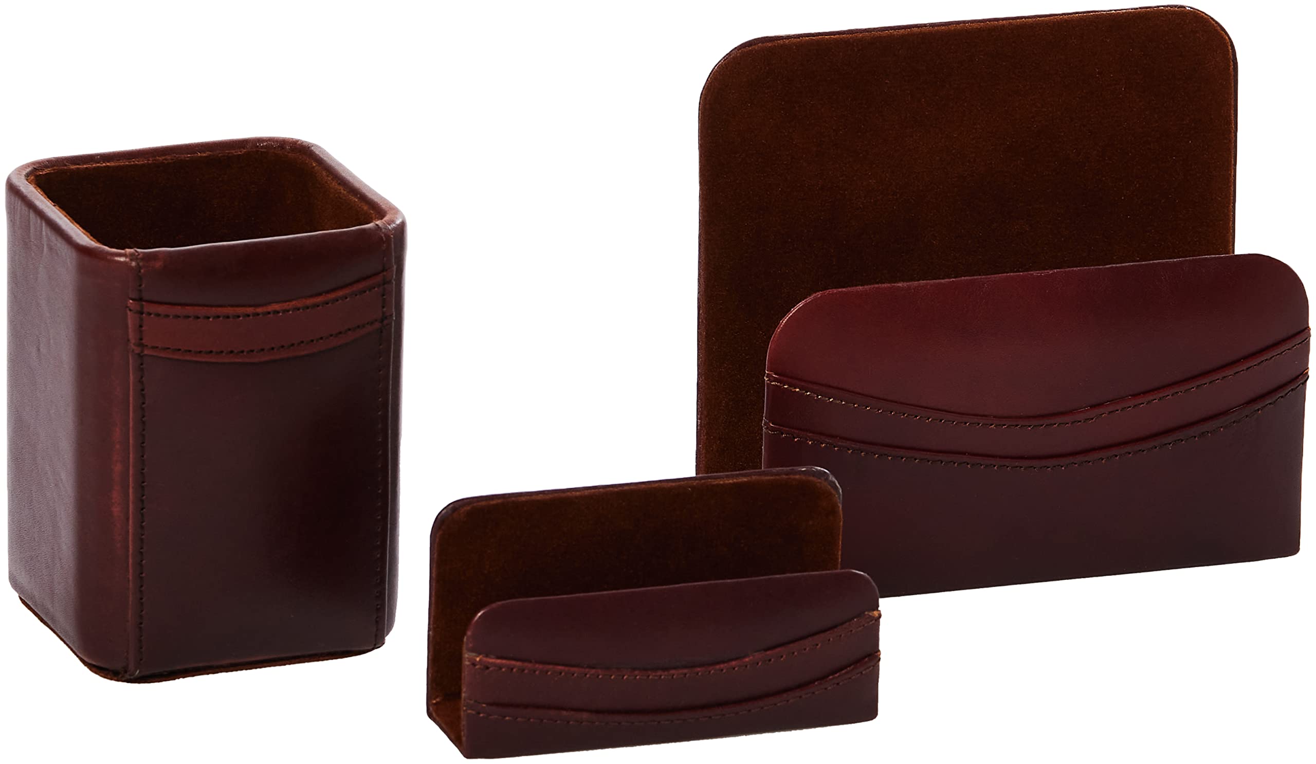 Premium Dacasso 10-Piece Mocha Leather Desk Set (D3020) - Executive Office Organizer with Pen Holder, Letter Tray & Notepad for Home & Business Workspaces