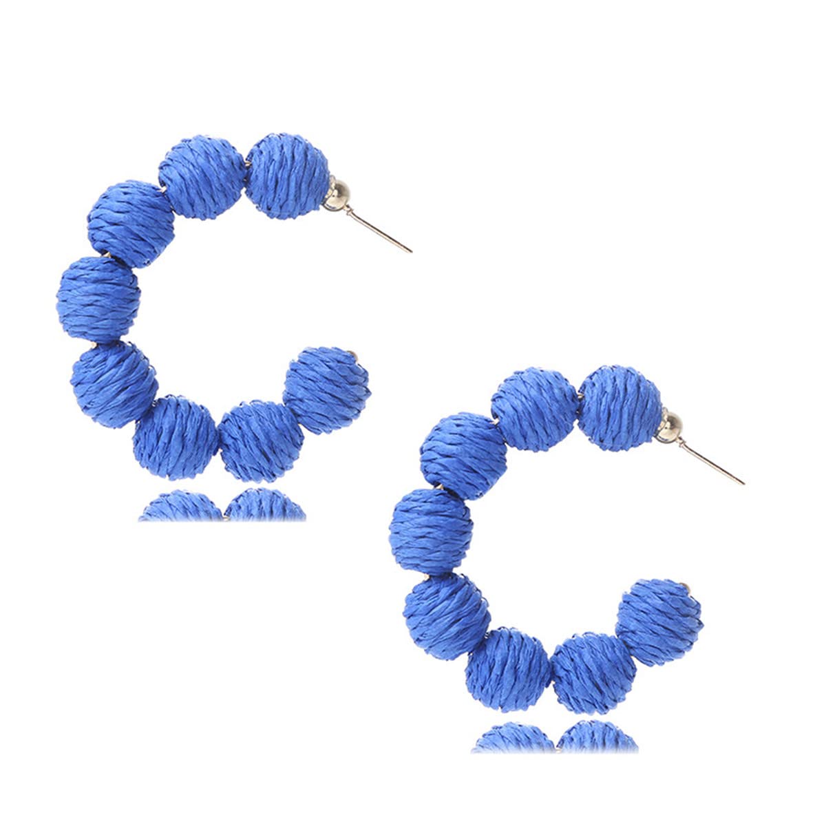 Handmade Rattan Ball Beaded Drop Dangle Earrings for Women - Natural Wicker Raffia Cuff Hoop Earrings, Summer Beach Jewelry, Boho Chic Accessories for Casual Outfits, Vacations & Festivals