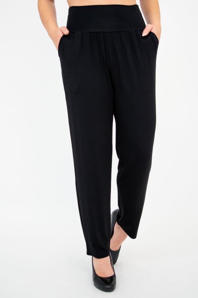 Clair Petite Bamboo Pants for Women - Soft & Comfortable Black Stretch Pants - Perfect for Yoga, Lounge & Travel