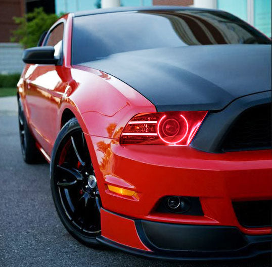 Frosted White Lens RGB LED Headlight Halo Rings with Remote Control - Compatible with 2013-2014 Ford Mustang | Upgrade Your Night Driving & Car Customization