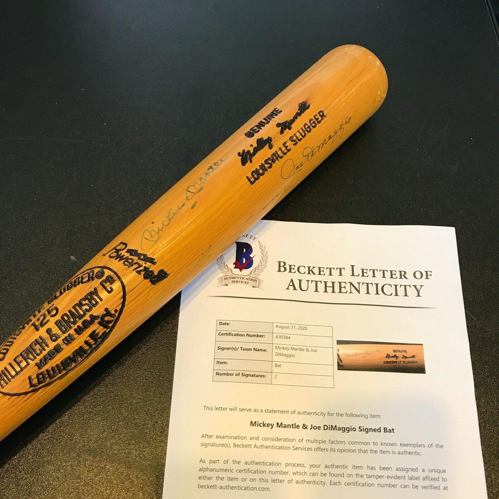 Authentic Mickey Mantle & Joe DiMaggio Signed Baseball Bat with Beckett COA - Perfect for Collectors, Sports Memorabilia Enthusiasts & Home Decor
