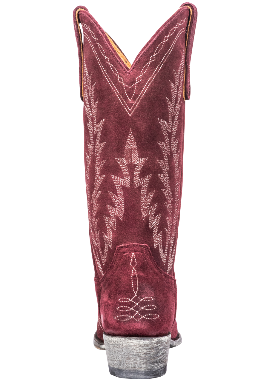 Old Gringo Women's Suede Dutton Cowgirl Boots in Wine - Western Style Ankle Booties for Country Dancing, Rodeo & Casual Wear