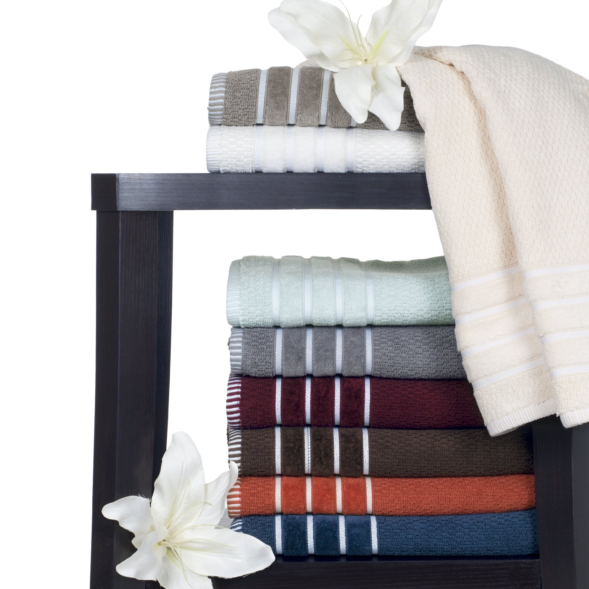 Premium 100% Egyptian Cotton Towel Set - 6 Piece Luxury Bath Set (2 Bath Towels, 2 Hand Towels, 2 Washcloths) - Soft Rice Weave Design in Seafoam - Perfect for Spa, Hotel & Home Bathroom Decor