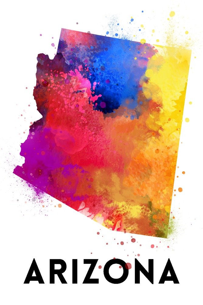 Arizona State Abstract Watercolor Art Print - 24x36 Inches Gallery Quality Metal Wall Decor, Aluminum Art for Home & Office