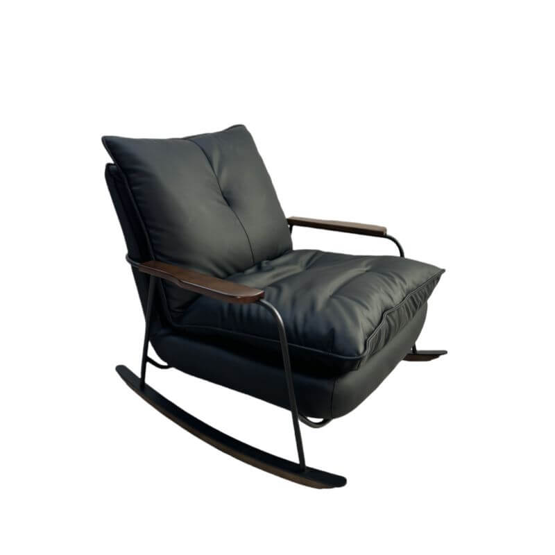 Premium Upholstered Rocking Chair with Padded Track Arms - Comfortable Nursery Glider for Breastfeeding & Living Room Relaxation
