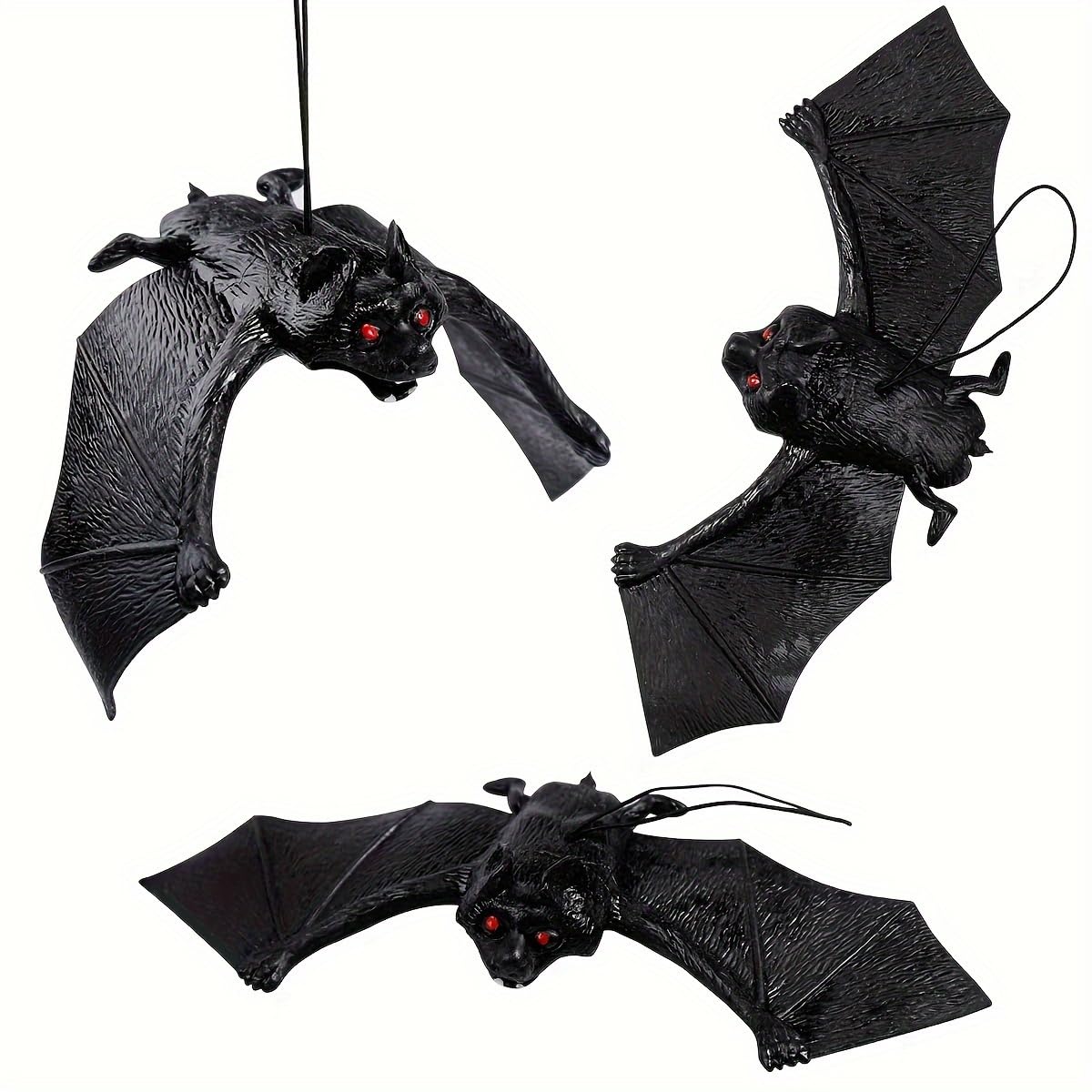 5pcs Halloween Bat Decorations - Scary DIY Black Plastic Bats for Spooky Party & Haunted House Outdoor/Indoor Decor - Perfect for Halloween Party Supplies, Home Decoration & Yard Haunt - No Batteries Needed