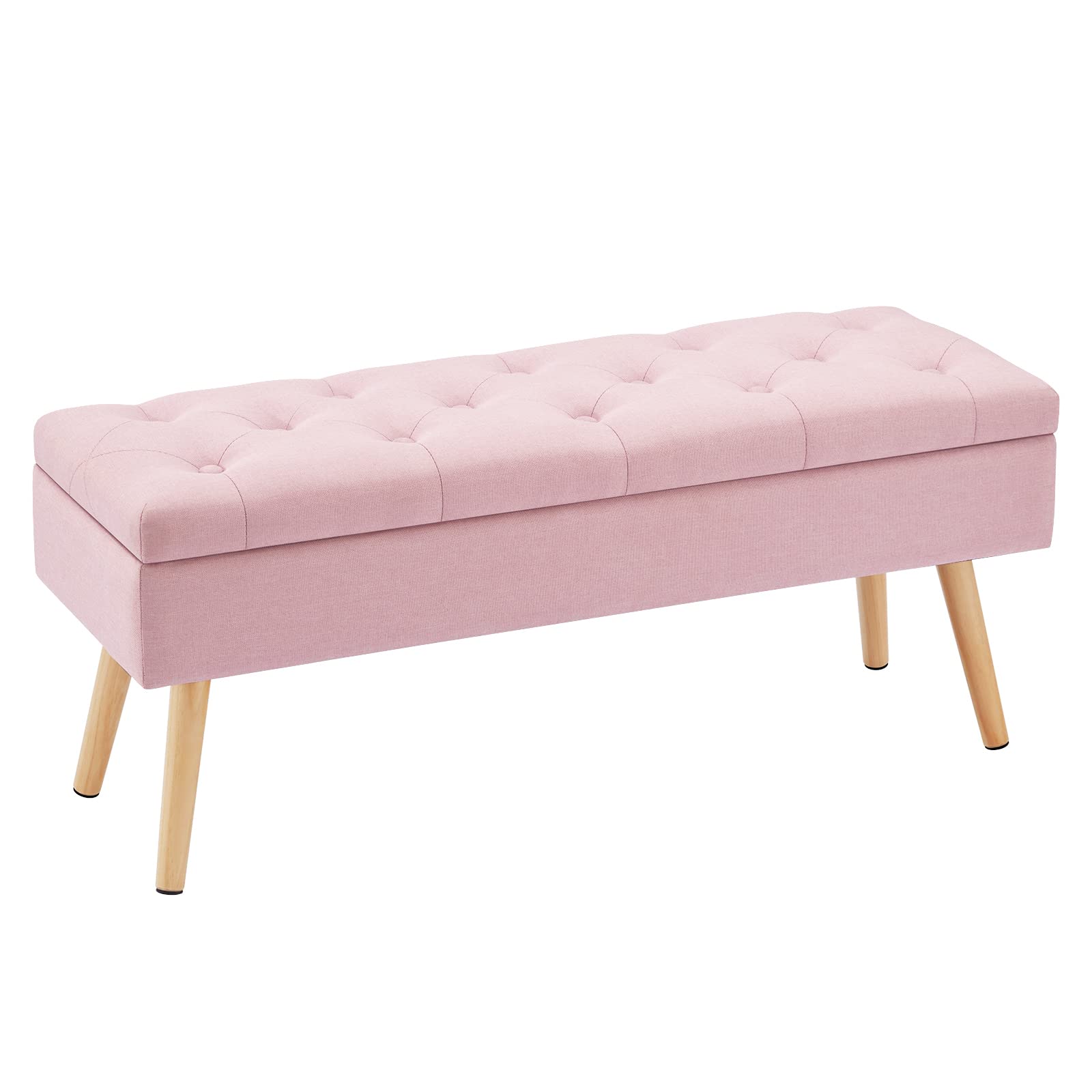 Modern Upholstered Storage Bench with Wooden Legs - 40