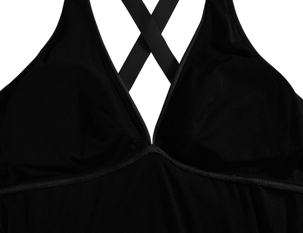 Hilor Women's Tankini Swimsuit - Front Twist V Neck Swim Top with Tummy Control, Shirred Two Piece Bathing Suit for Women | Perfect for Beach Vacations, Pool Parties & Summer Getaways