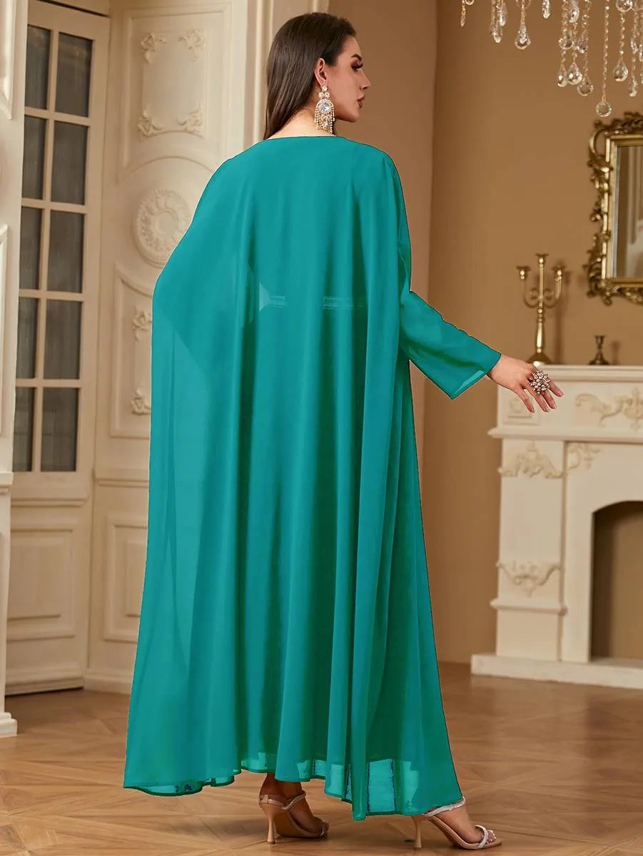 2-Piece Chiffon Caftan Dress Set for Women - Elegant Kaftan Outfit for Weddings, Parties & Special Occasions | Flowy Beach Coverup & Summer Evening Wear
