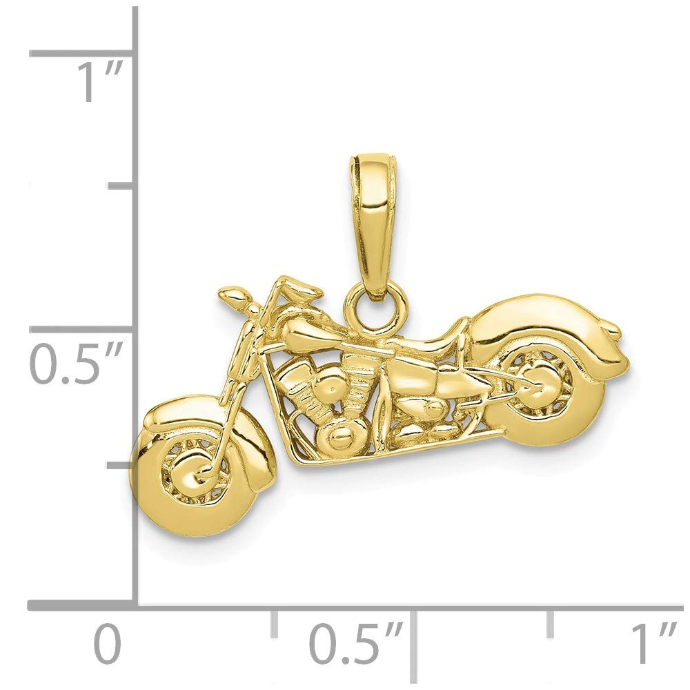 10K Yellow Gold 3D Motorcycle Pendant - Handcrafted Textured & Polished Jewelry for Men - Perfect Biker Gift for Riders, Motorcycle Enthusiasts & Fashion Accessories