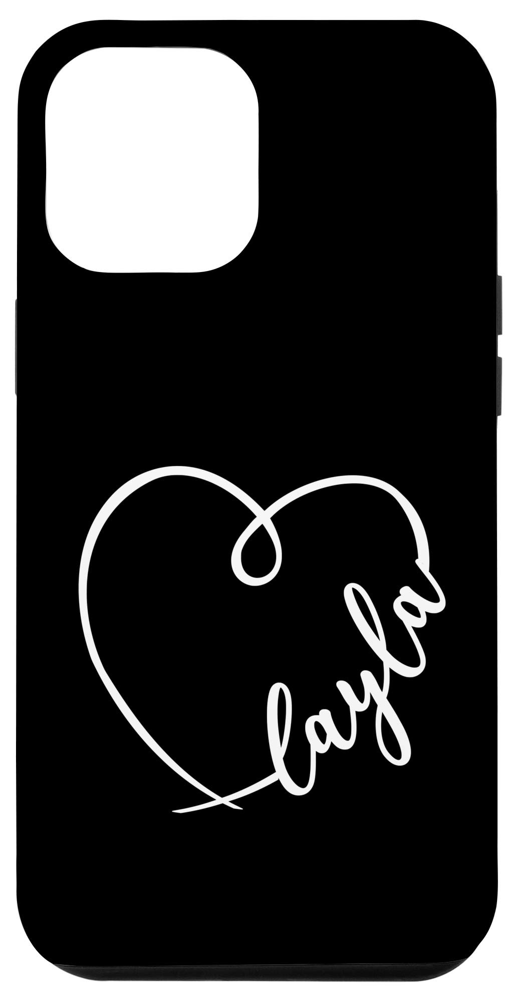 iPhone 12 Pro Max Case - Layla Name Minimalist Heart Calligraphy Design | Slim Protective Phone Cover for Women | Perfect Gift for Birthday, Anniversary & Valentine's Day